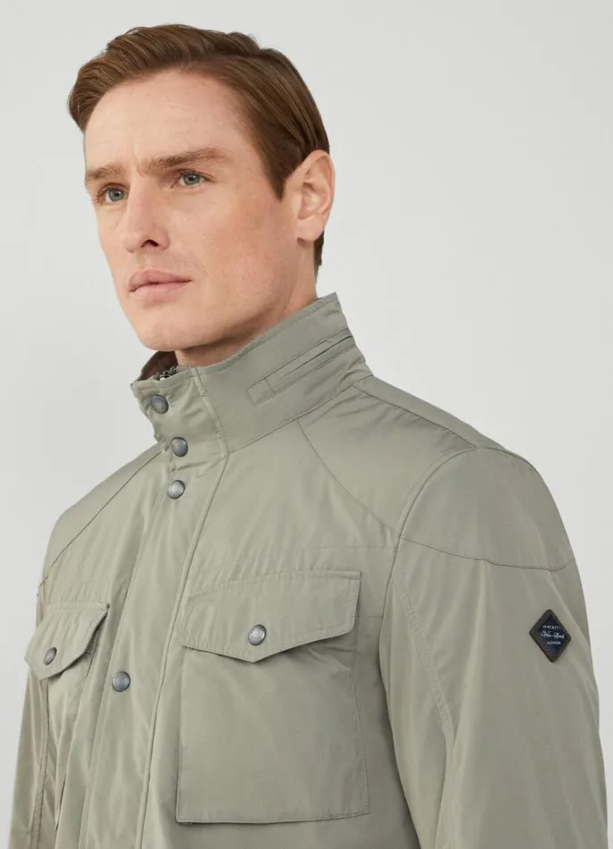 Men Coats and Jackets Hackett London WaterResistant Velospeed Jacket Khaki