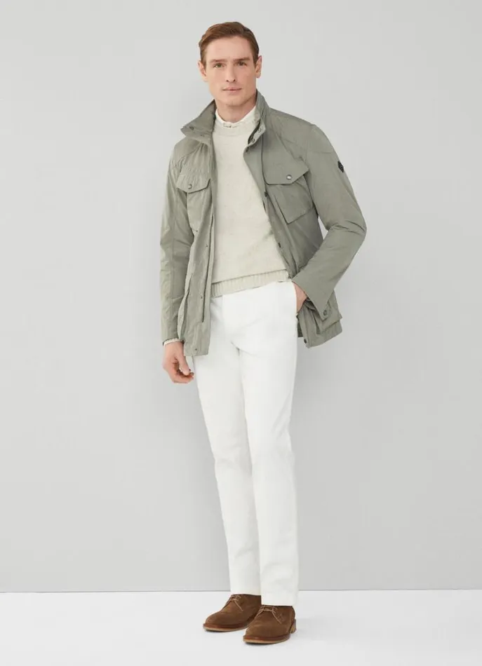 Men Coats and Jackets Hackett London WaterResistant Velospeed Jacket Khaki