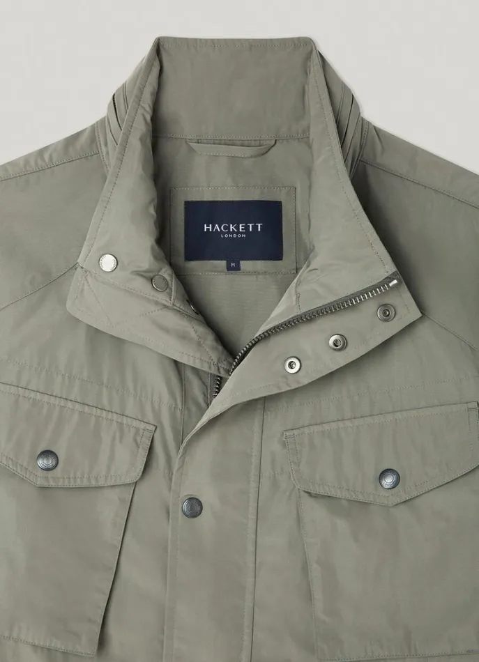 Men Coats and Jackets Hackett London WaterResistant Velospeed Jacket Khaki