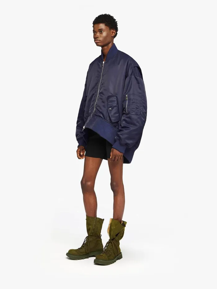 Men Coats and Jackets JW Anderson CURVED HEM OVERSIZED BOMBER JACKET Navy