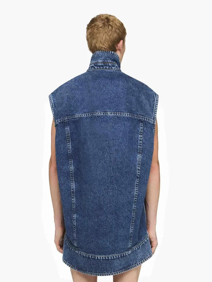 Men Coats and Jackets JW Anderson OVERSIZED SLEEVELESS HIGH NECK JACKET Mid Blue