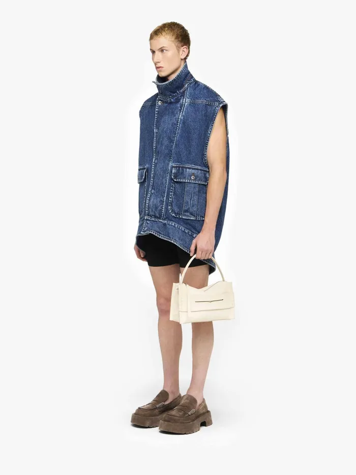 Men Coats and Jackets JW Anderson OVERSIZED SLEEVELESS HIGH NECK JACKET Mid Blue