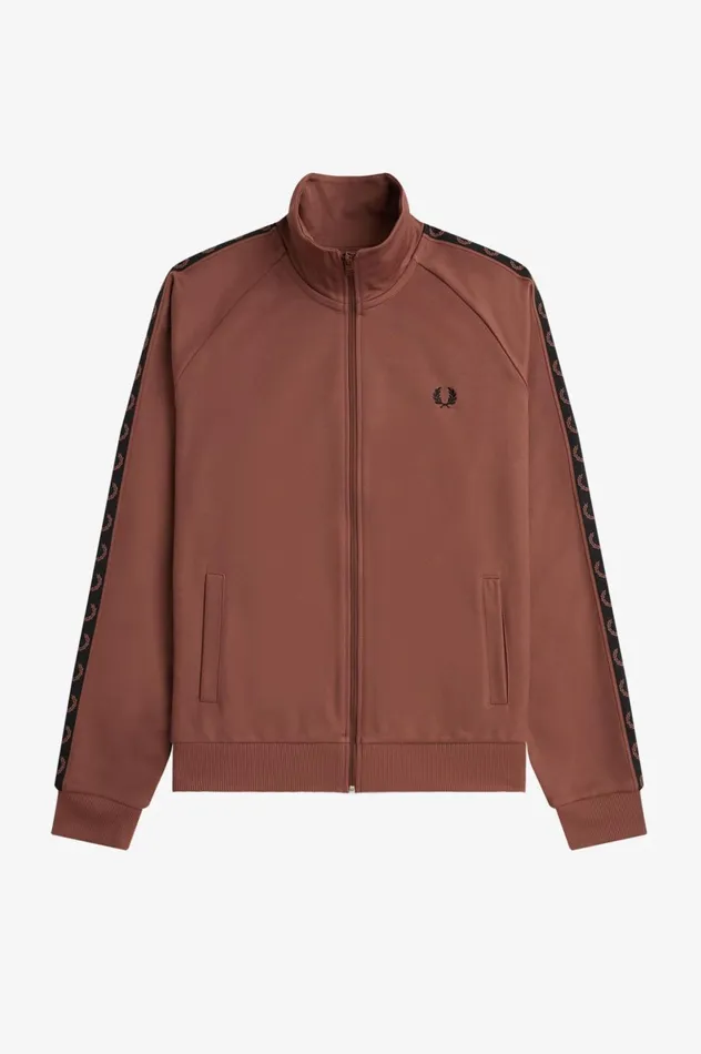 Men Contrast Tape Track Jacket Whisky Brownblack Fred Perry Track Jackets