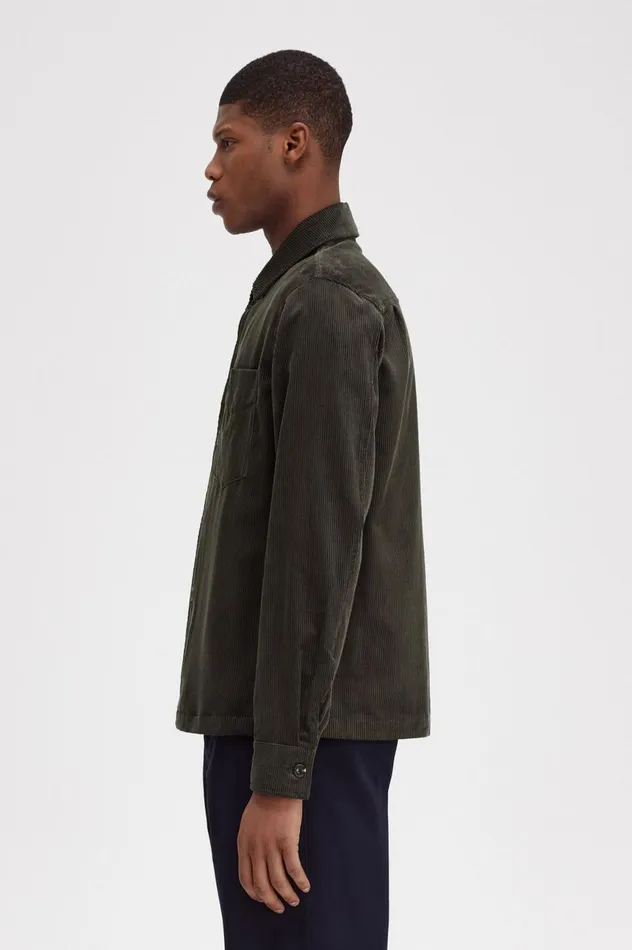 Men Cord Overshirt Field Green Fred Perry Overshirts