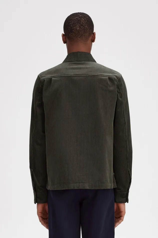 Men Cord Overshirt Field Green Fred Perry Overshirts