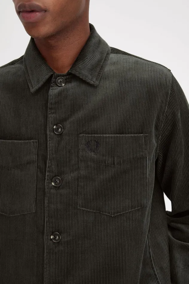 Men Cord Overshirt Field Green Fred Perry Overshirts