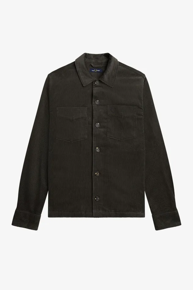 Men Cord Overshirt Field Green Fred Perry Overshirts