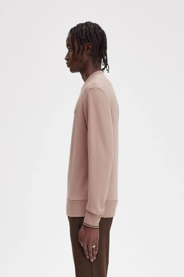 Men Crew Neck Sweatshirt Dark Pink Fred Perry Sweatshirts