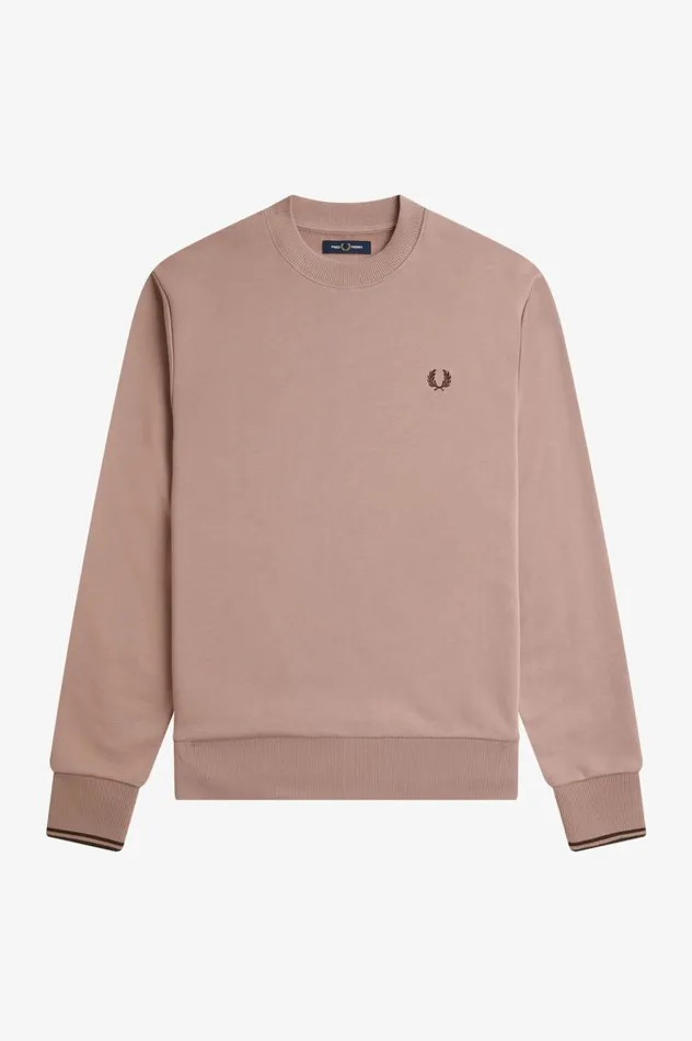 Men Crew Neck Sweatshirt Dark Pink Fred Perry Sweatshirts