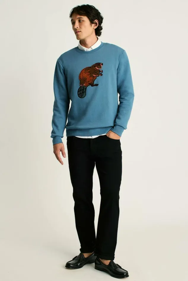 Men Critter Supersoft Fleece Crew That Dam Beaver Bonobos Crew and VNeck Sweaters