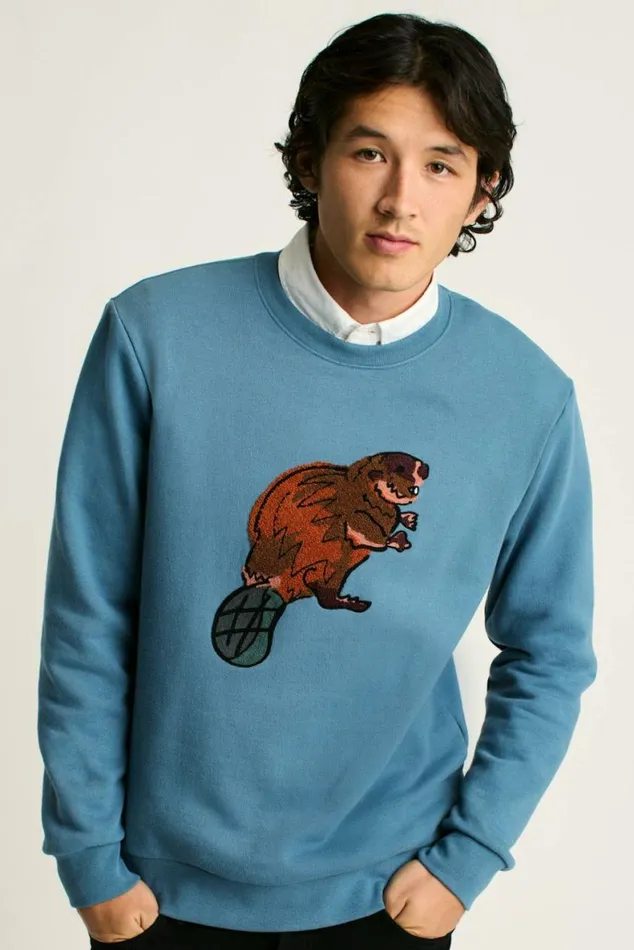 Men Critter Supersoft Fleece Crew That Dam Beaver Bonobos Crew and VNeck Sweaters