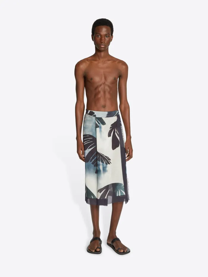 Men Dries Van Noten Scarves and Foulards Printed Cotton Scarf