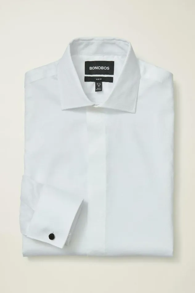 Men Empire Stretch Tuxedo Shirt White Pique Bonobos Formal Dress Shirts
