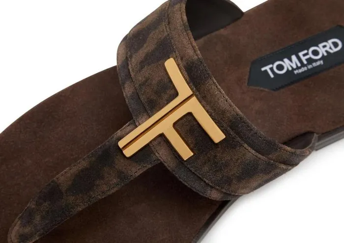 Men Espadrilles and Sandals Tom Ford Cheetah Print Suede Brighton Sandal Brownblack Men Espadrilles and Sandals Tom Ford Cheetah Print Suede Brighton Sandal Brownblack