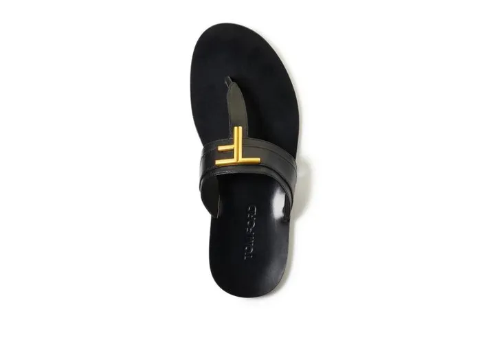 Men Espadrilles and Sandals Tom Ford Smooth Leather Brighton Sandal Black Men Espadrilles and Sandals Tom Ford Smooth Leather Brighton Sandal Black