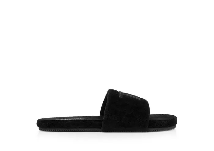 Men Espadrilles and Sandals Tom Ford Towelling Harrison Slipper Black