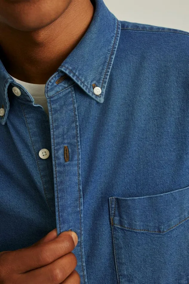 Men Everyday Denim Shirt Medium Blue Wash Bonobos Casual Shirts