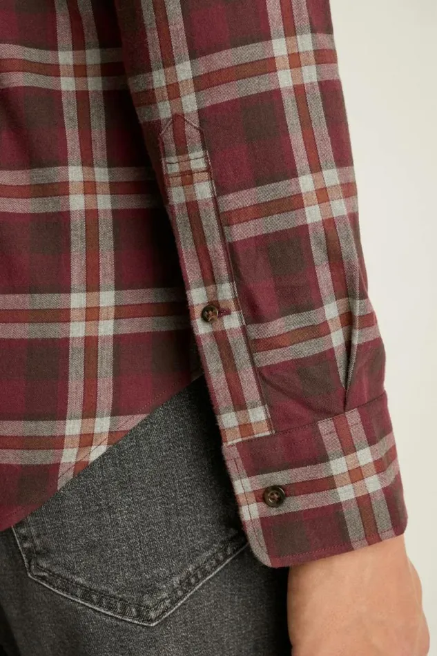Men Everyday Lightweight Flannel Shirt Cappuccino Plaid Bonobos Overshirts