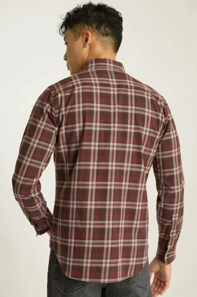 Men Everyday Lightweight Flannel Shirt Cappuccino Plaid Bonobos Overshirts