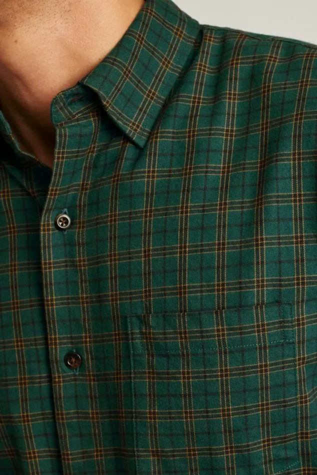 Men Everyday Lightweight Flannel Shirt Green Pinto Check Bonobos Overshirts