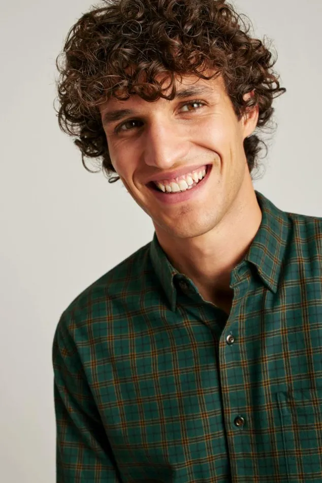 Men Everyday Lightweight Flannel Shirt Green Pinto Check Bonobos Overshirts