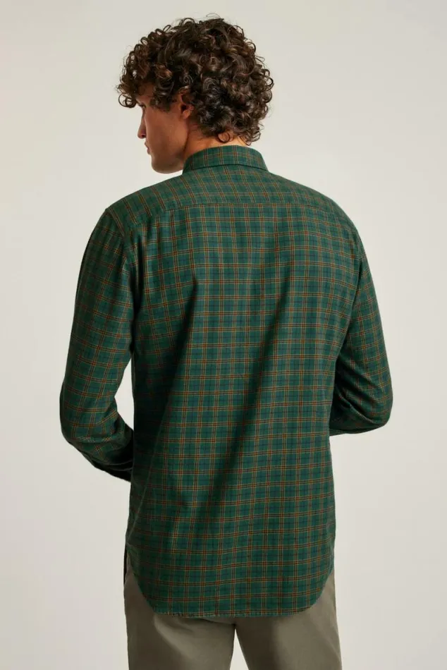 Men Everyday Lightweight Flannel Shirt Green Pinto Check Bonobos Overshirts