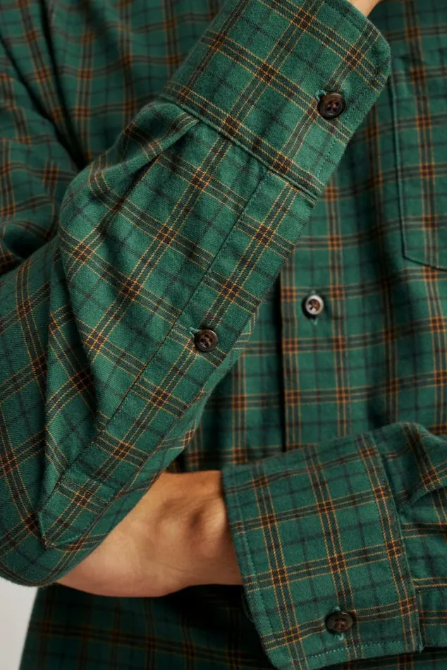 Men Everyday Lightweight Flannel Shirt Green Pinto Check Bonobos Overshirts