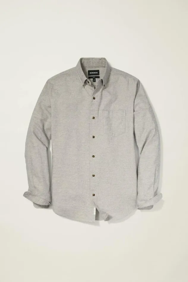 Men Everyday Lightweight Flannel Shirt Grey Dobby Houndstooth Bonobos Overshirts
