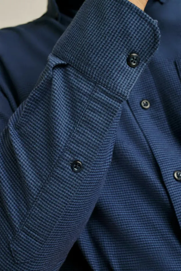 Men Everyday Lightweight Flannel Shirt Navy Micro Houndstooth Bonobos Overshirts