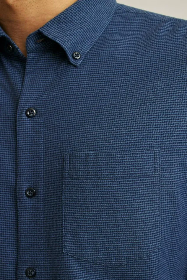 Men Everyday Lightweight Flannel Shirt Navy Micro Houndstooth Bonobos Overshirts