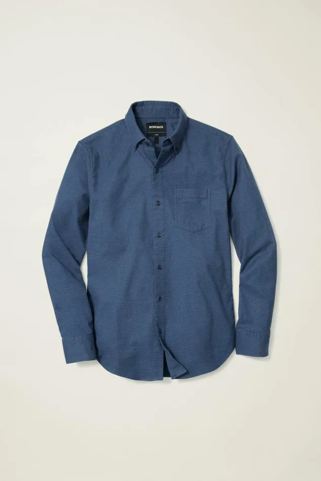 Men Everyday Lightweight Flannel Shirt Navy Micro Houndstooth Bonobos Overshirts