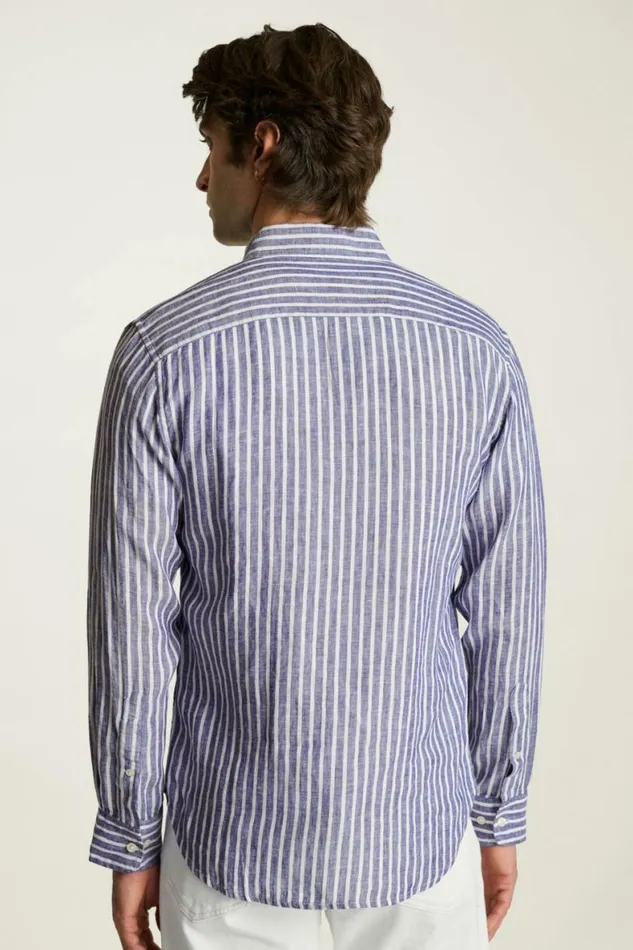 Men Everyday Linen Shirt Blue White Durham Stripe Bonobos Casual Shirts