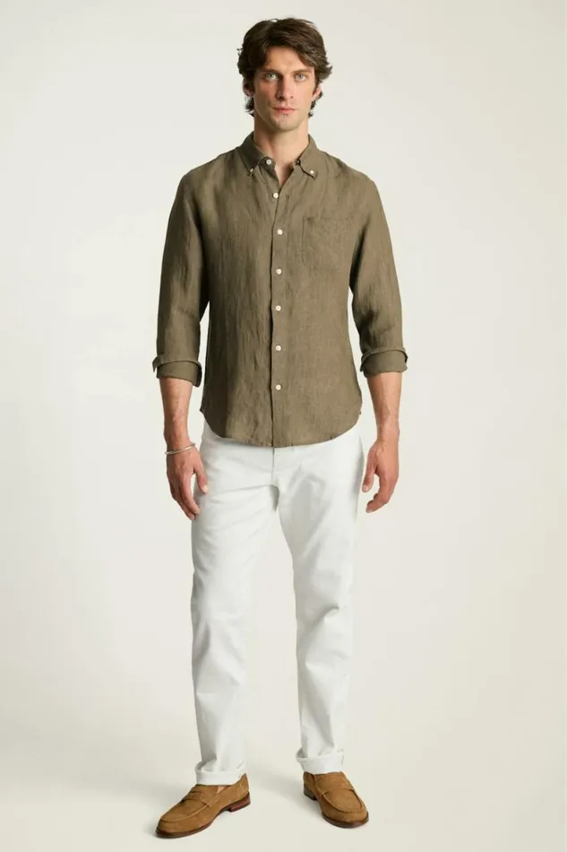 Men Everyday Linen Shirt Brown Olive Bonobos Casual Shirts