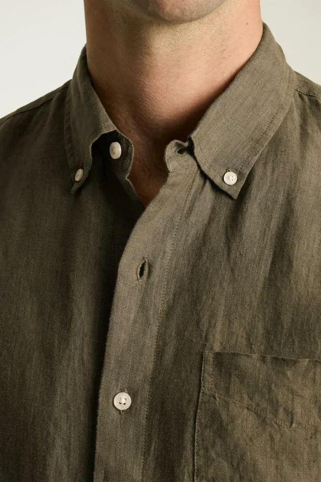 Men Everyday Linen Shirt Brown Olive Bonobos Casual Shirts