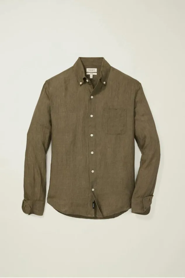 Men Everyday Linen Shirt Brown Olive Bonobos Casual Shirts