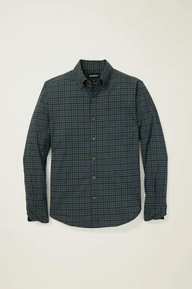 Men Everyday Shirt Blue Green Watson Plaid Bonobos Casual Shirts