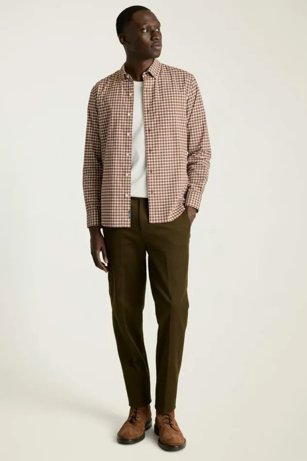Men Everyday Shirt Brown Chestnut Plaid Bonobos Casual Shirts