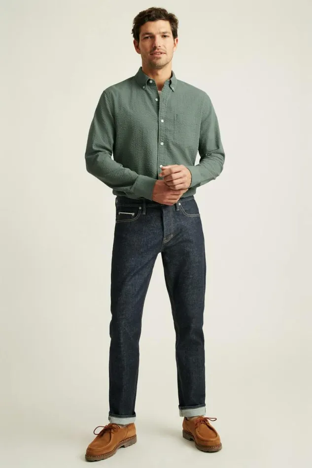 Men Everyday Shirt Deep Sage Seersucker Bonobos Business Casual Shirts