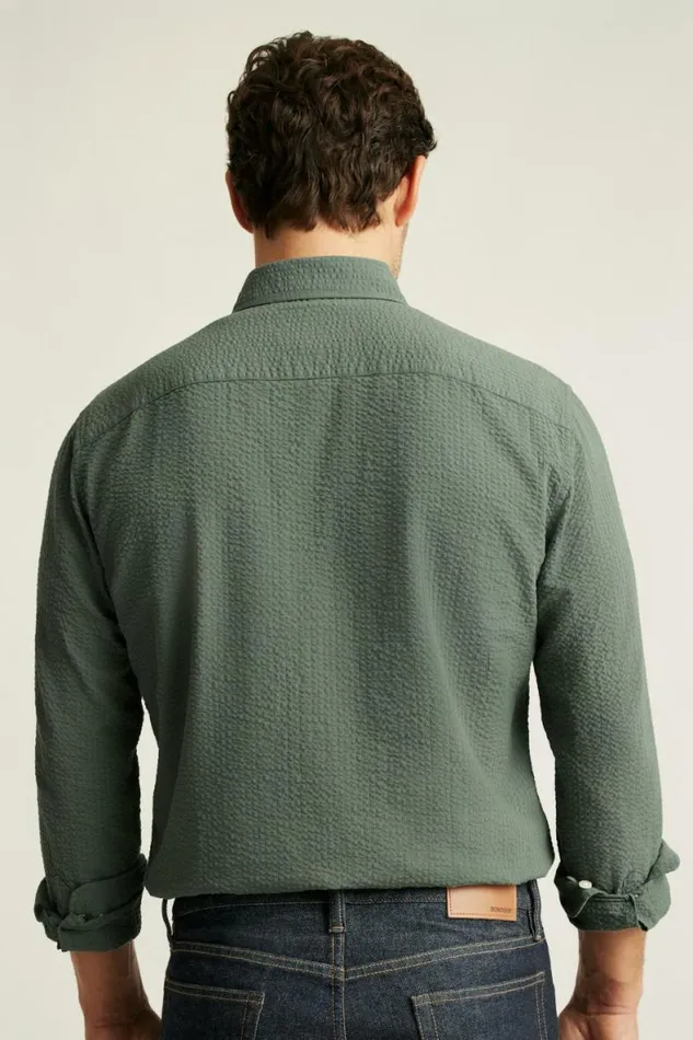 Men Everyday Shirt Deep Sage Seersucker Bonobos Business Casual Shirts