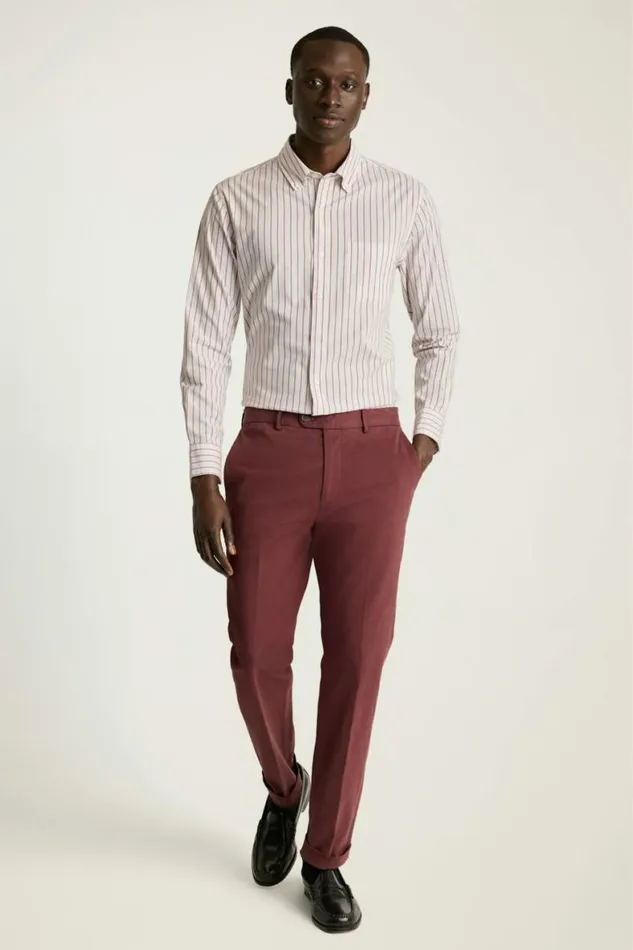 Men Everyday Shirt Maroon Stripe Bonobos Casual Shirts