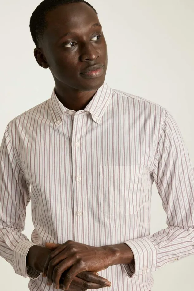 Men Everyday Shirt Maroon Stripe Bonobos Casual Shirts