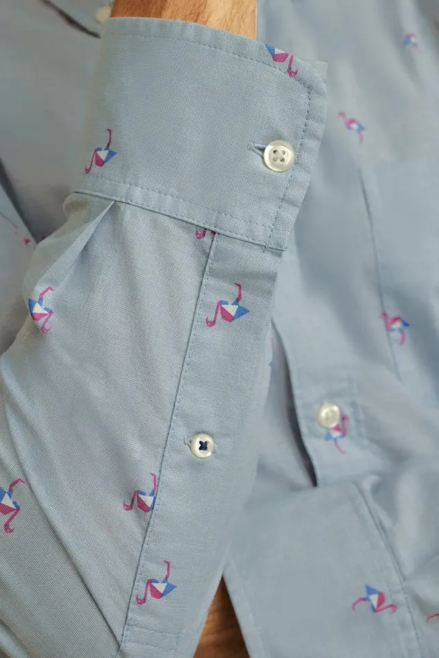 Men Everyday Shirt Navy Pink Modern Flamingos Bonobos Business Casual Shirts