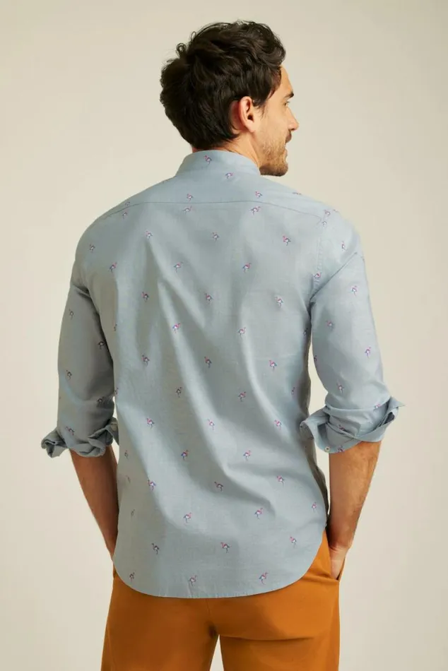 Men Everyday Shirt Navy Pink Modern Flamingos Bonobos Business Casual Shirts