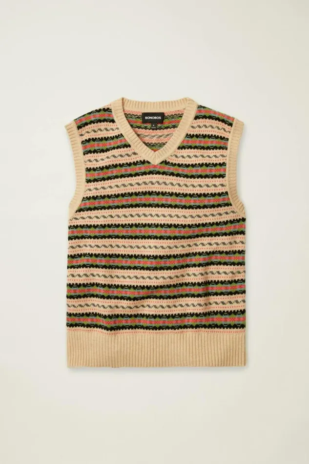 Men Fair Isle Sweater Vest Iona Fair Isle Bonobos Crew and VNeck Sweaters