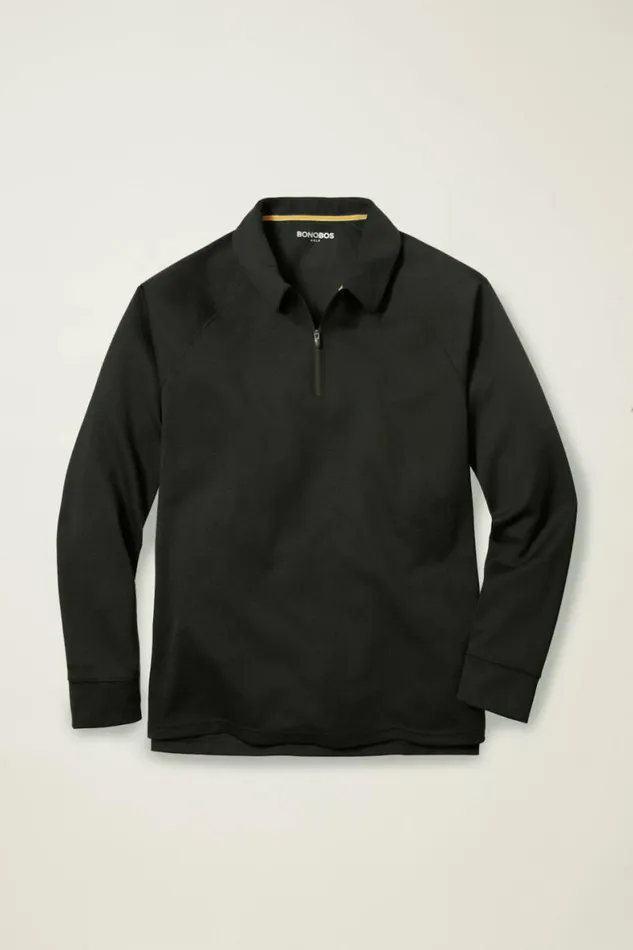 Men Fall Ball Long Sleeve Golf Polo Black Bonobos Golf Polos and Tops