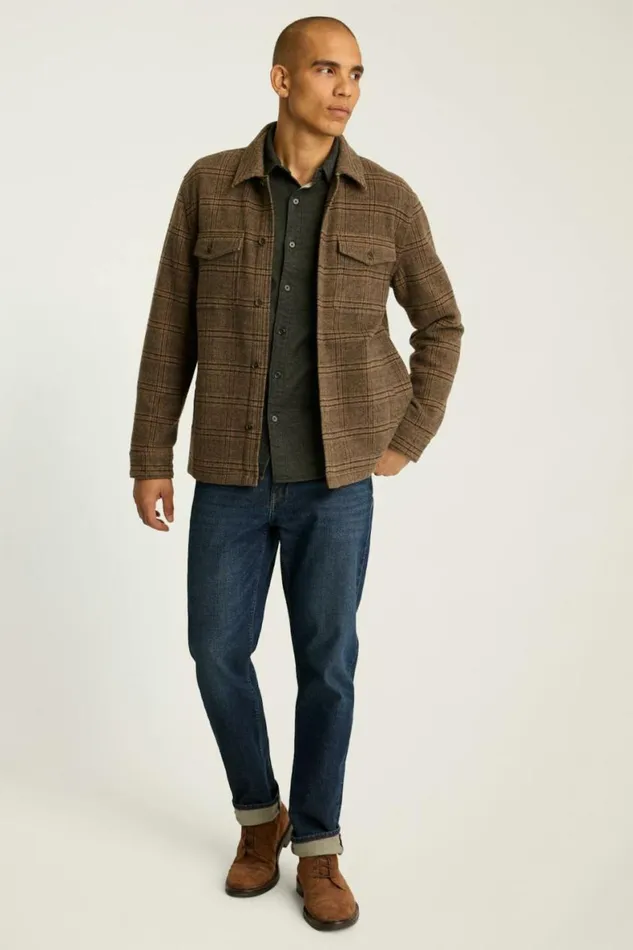 Men Fireside Flannel Shirt Olive Green Twill Dobby Bonobos Overshirts