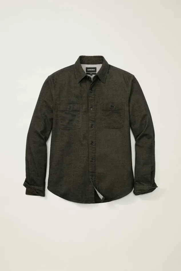Men Fireside Flannel Shirt Olive Green Twill Dobby Bonobos Overshirts