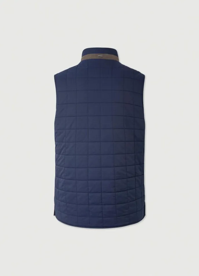 Men Gilets Hackett London Reversible Wool And Nylon Gilet Navy