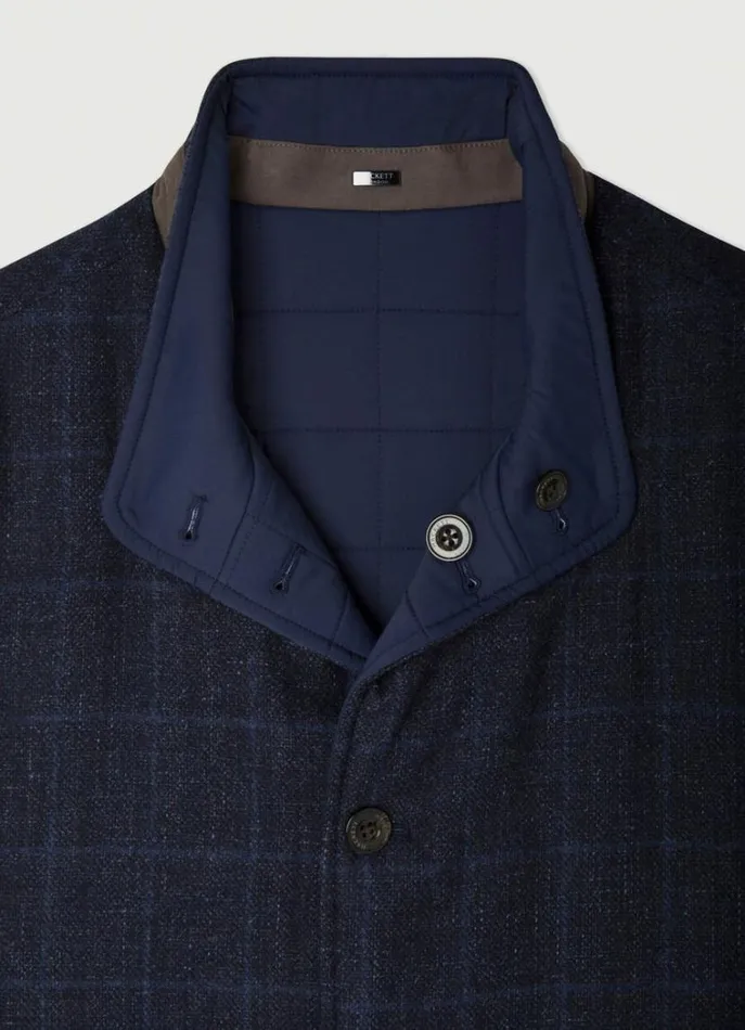 Men Gilets Hackett London Reversible Wool And Nylon Gilet Navy