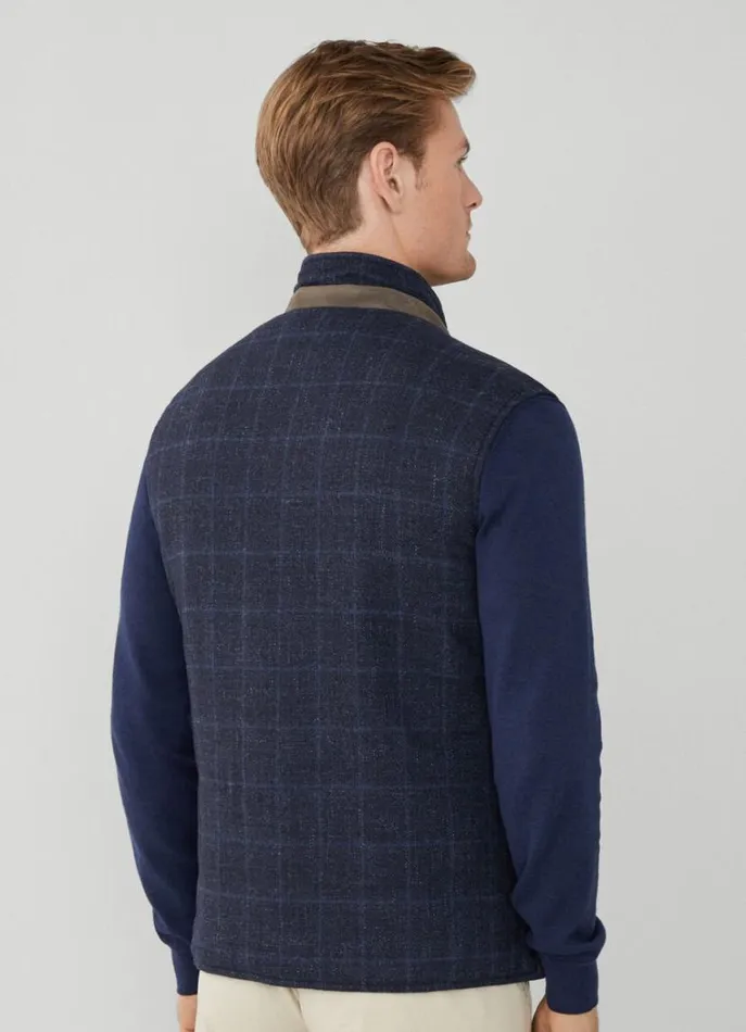 Men Gilets Hackett London Reversible Wool And Nylon Gilet Navy